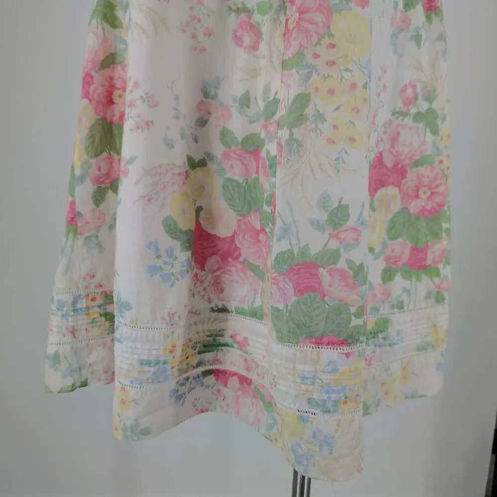 Lauren Ralph Lauren Floral Cotton Midi Skirt Petite Cottagecore Size 6P